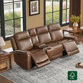 Modern Top-Grain Leather Zero Gravity Reclining Sofa