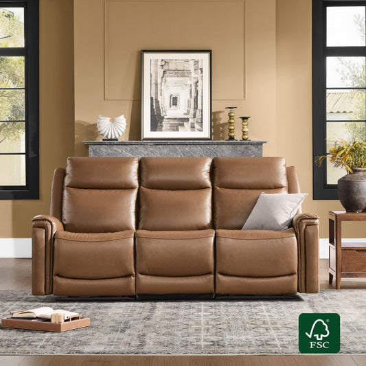 Modern Top-Grain Leather Zero Gravity Reclining Sofa