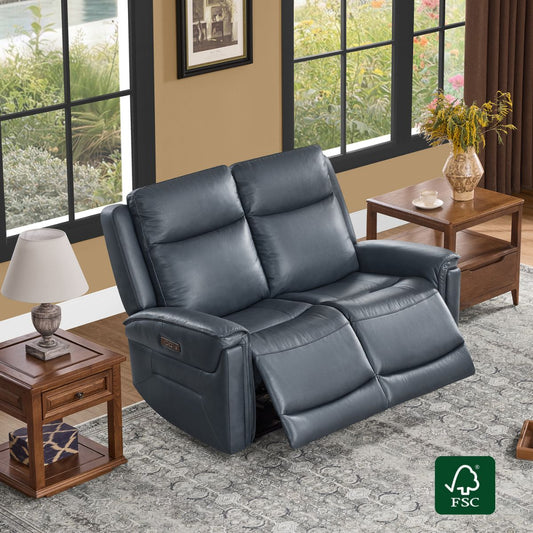 Modern Top-Grain Leather Zero Gravity Reclining Sofa