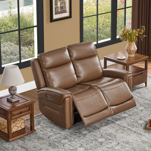 Modern Top-Grain Leather Zero Gravity Reclining Sofa