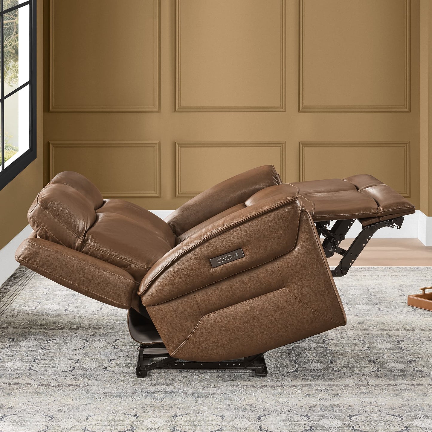 Modern Top-Grain Leather Zero Gravity Reclining Sofa
