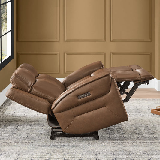 Modern Top-Grain Leather Zero Gravity Reclining Sofa