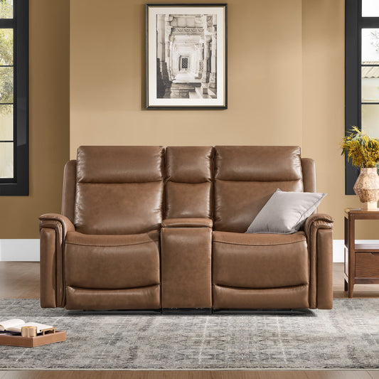 Modern Top-Grain Leather Zero Gravity Reclining Sofa