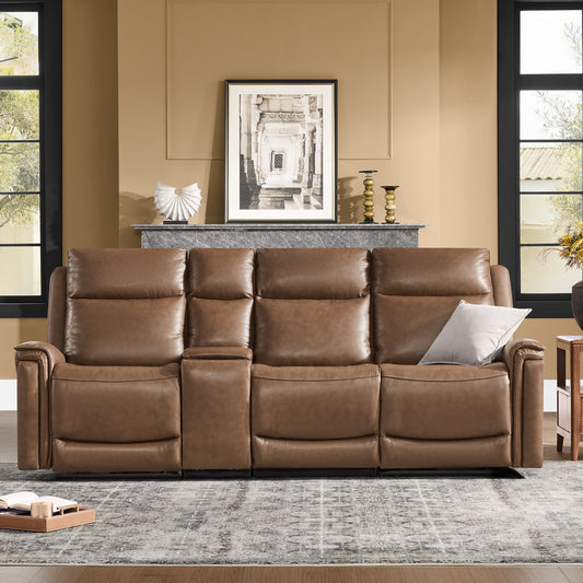 Modern Top-Grain Leather Zero Gravity Reclining Sofa