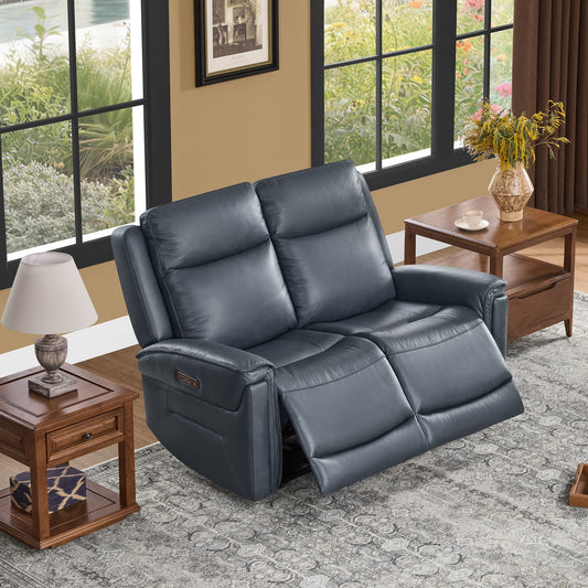 Modern Top-Grain Leather Zero Gravity Reclining Sofa