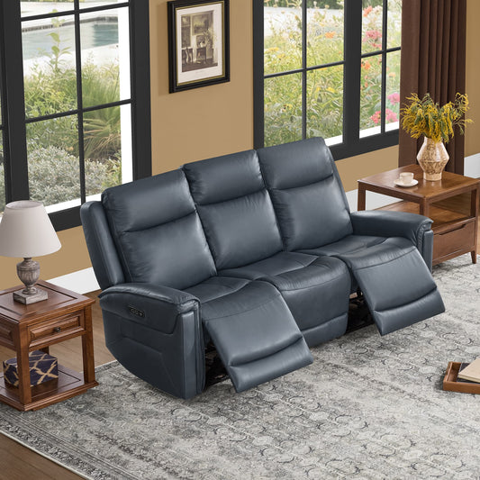 Modern Top-Grain Leather Zero Gravity Reclining Sofa