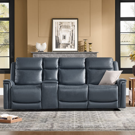 Modern Top-Grain Leather Zero Gravity Reclining Sofa