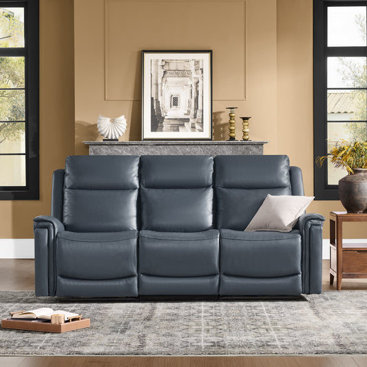 Modern Top-Grain Leather Zero Gravity Reclining Sofa