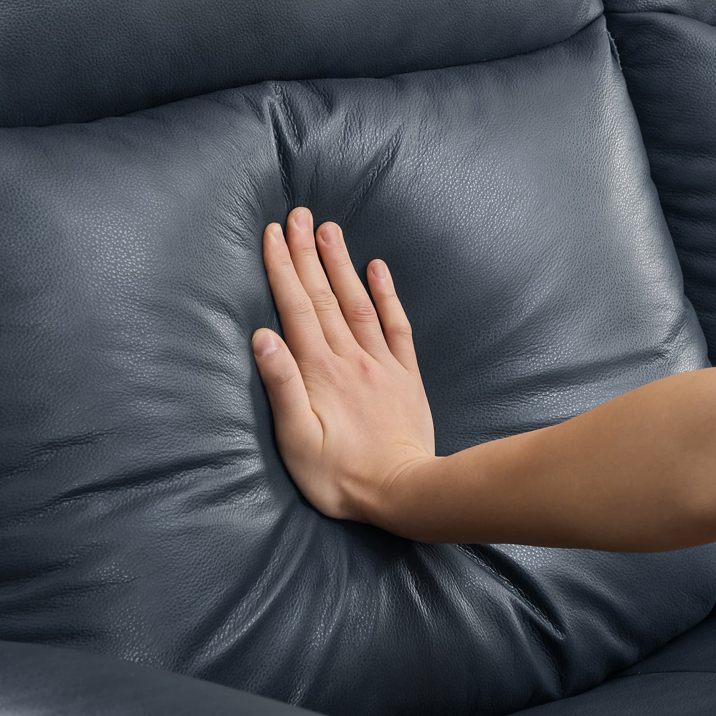 Modern Top-Grain Leather Zero Gravity Reclining Sofa