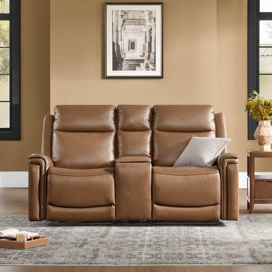 Modern Top-Grain Leather Zero Gravity Reclining Sofa