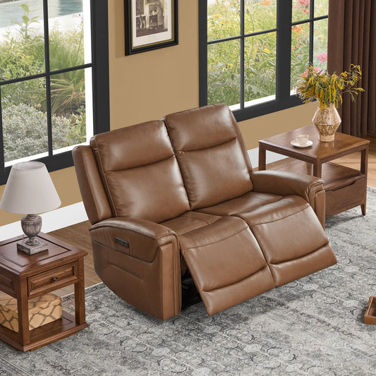 Modern Top-Grain Leather Zero Gravity Reclining Sofa