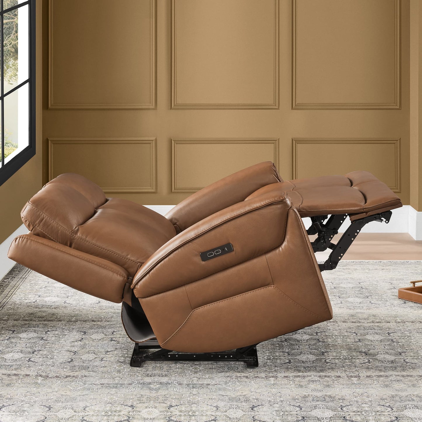 Modern Top-Grain Leather Zero Gravity Reclining Sofa