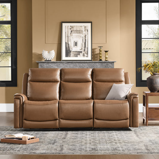 Modern Top-Grain Leather Zero Gravity Reclining Sofa