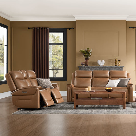 Modern Top-Grain Leather Zero Gravity Reclining Sofa