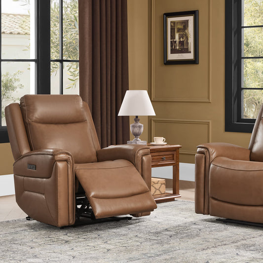 Modern Top-Grain Leather Zero Gravity Reclining Sofa