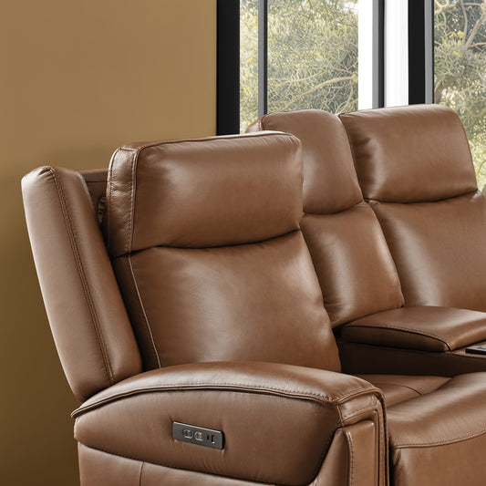 Modern Top-Grain Leather Zero Gravity Reclining Sofa