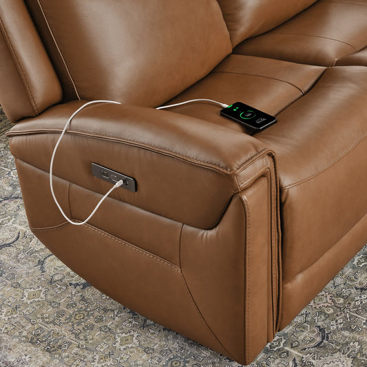 Modern Top-Grain Leather Zero Gravity Reclining Sofa
