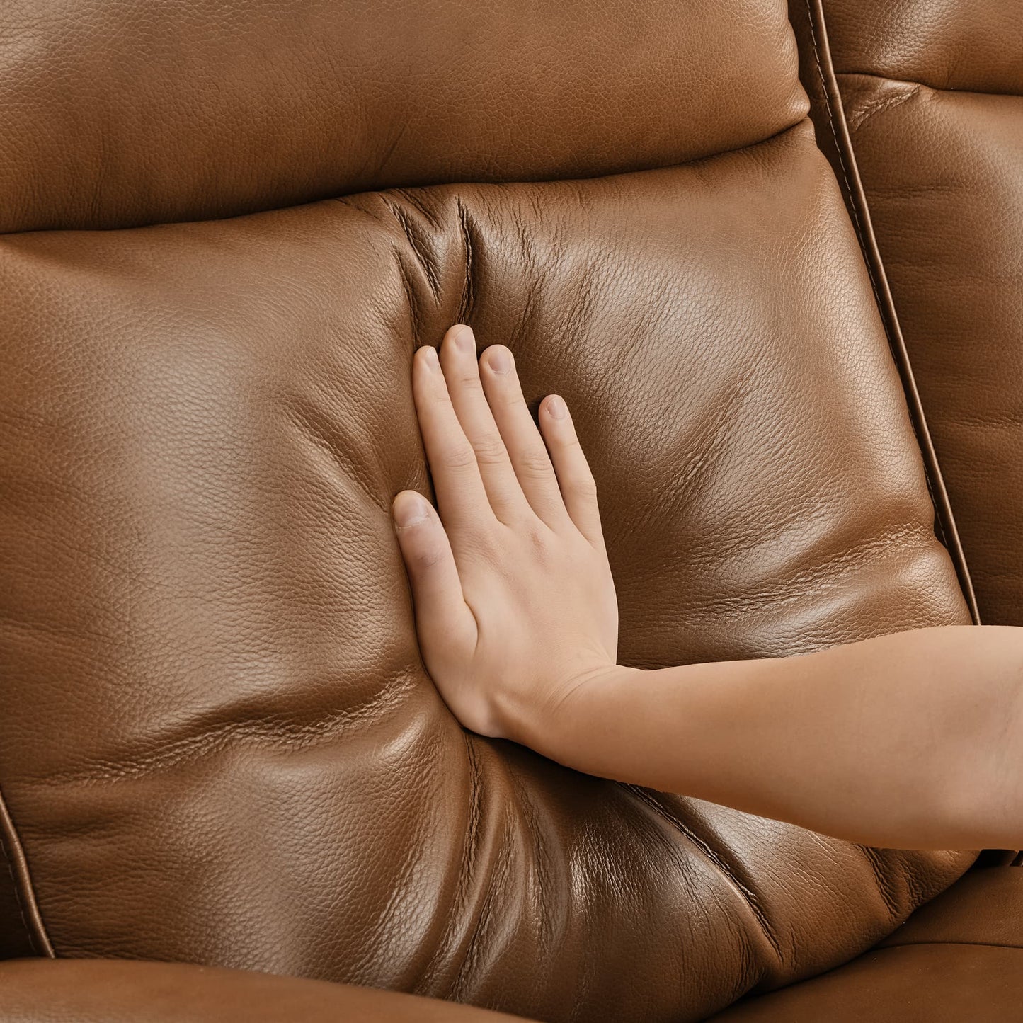 Modern Top-Grain Leather Zero Gravity Reclining Sofa