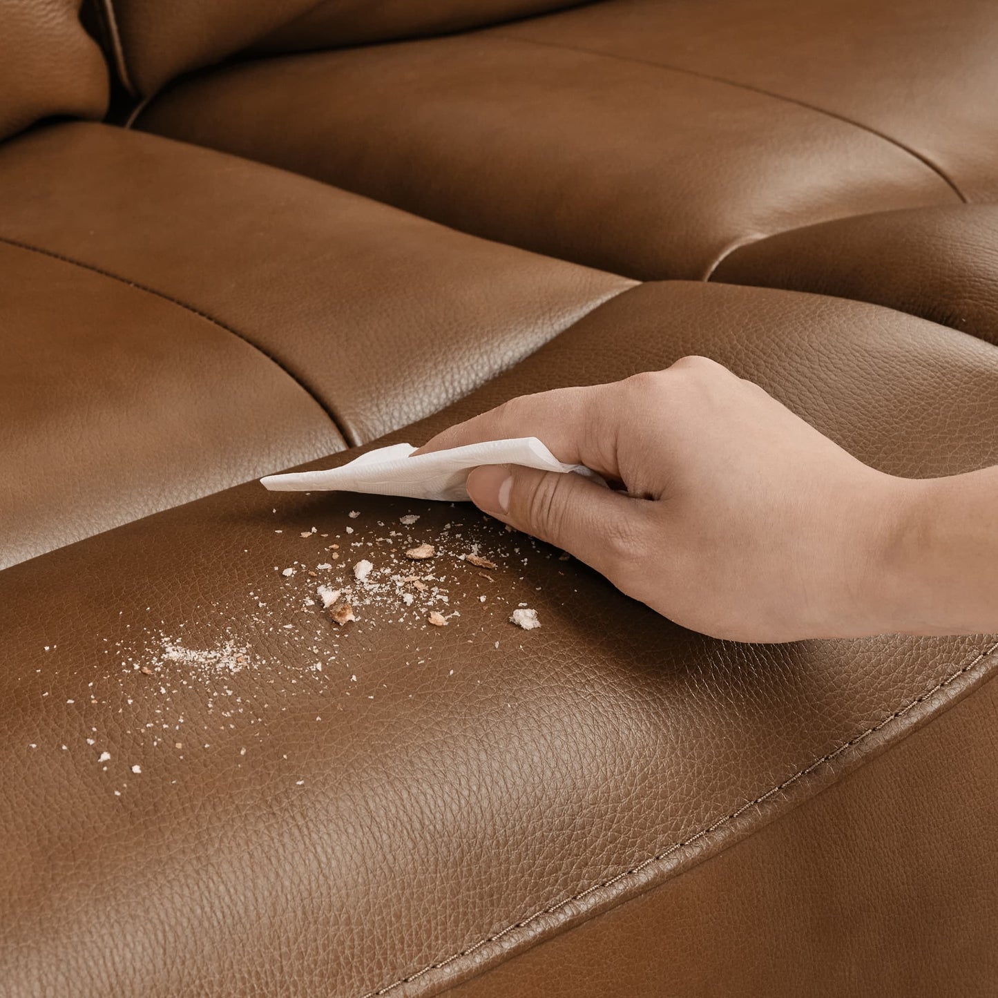 Modern Top-Grain Leather Zero Gravity Reclining Sofa