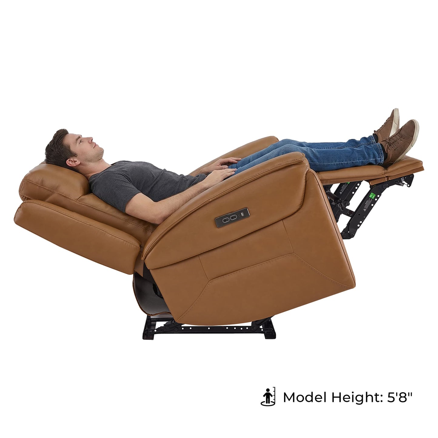Modern Top-Grain Leather Zero Gravity Reclining Sofa