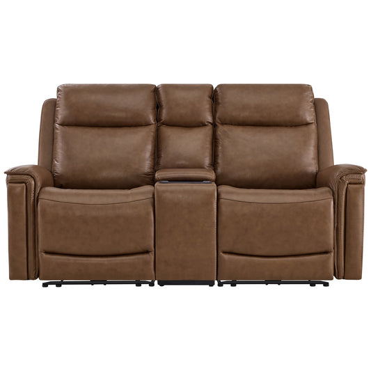 Modern Top-Grain Leather Zero Gravity Reclining Sofa