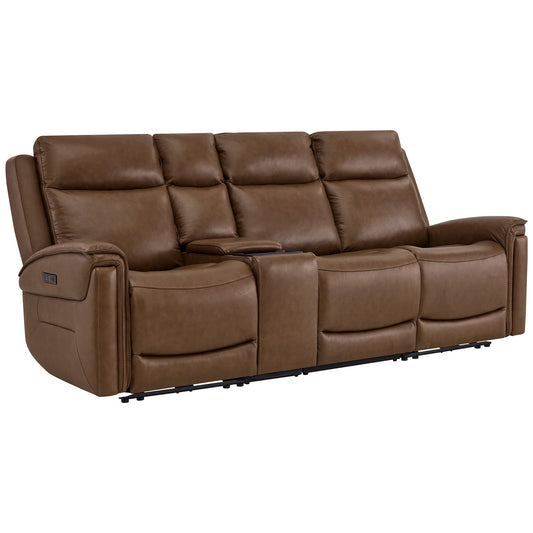 Modern Top-Grain Leather Zero Gravity Reclining Sofa