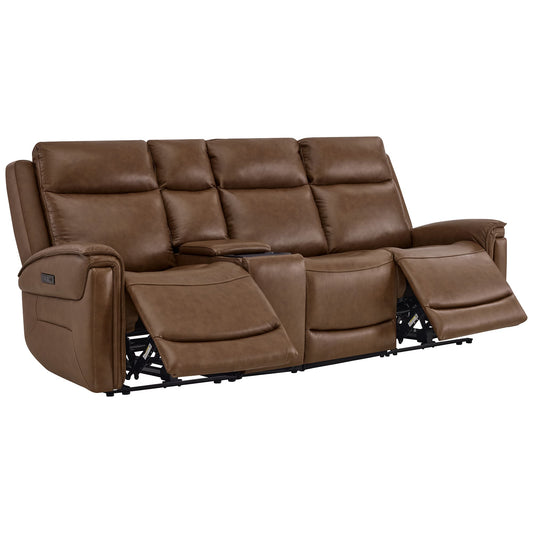Modern Top-Grain Leather Zero Gravity Reclining Sofa