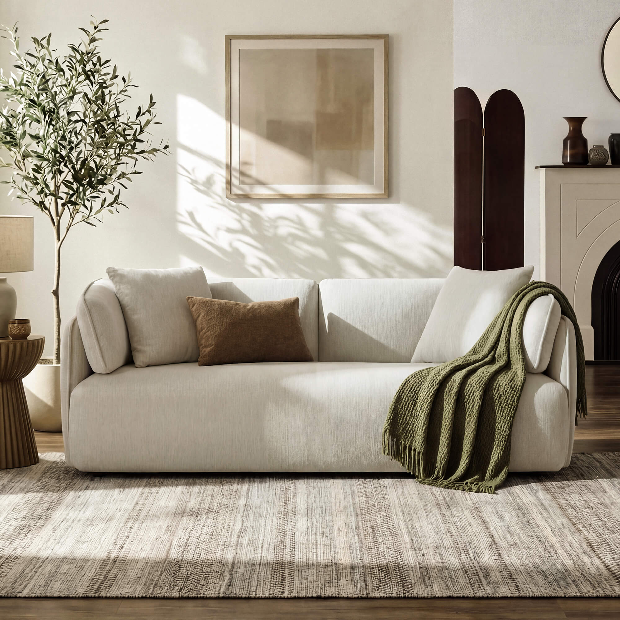 Modern Wraparound 3-Seater Sofa with Feather Filling