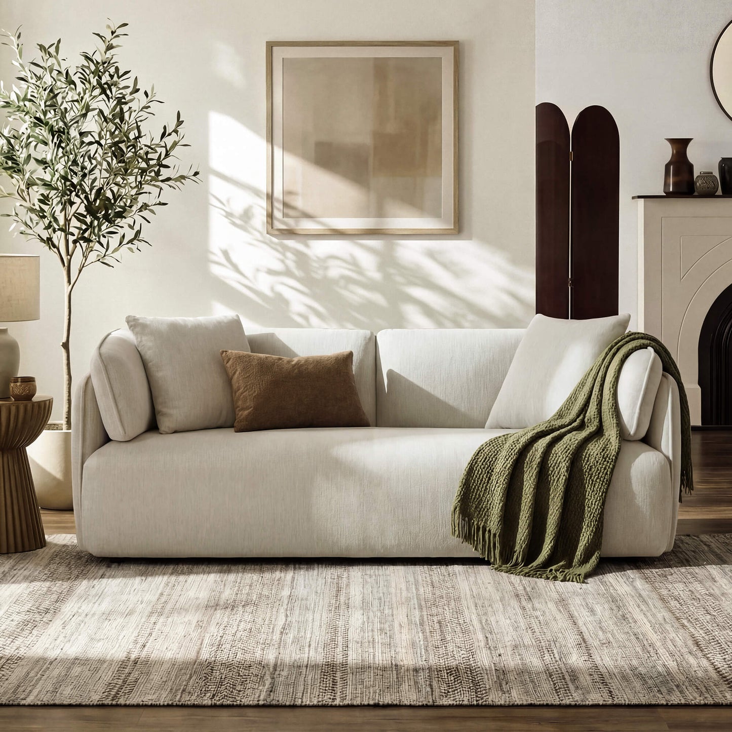 Modern Wraparound 3-Seater Sofa with Feather Filling