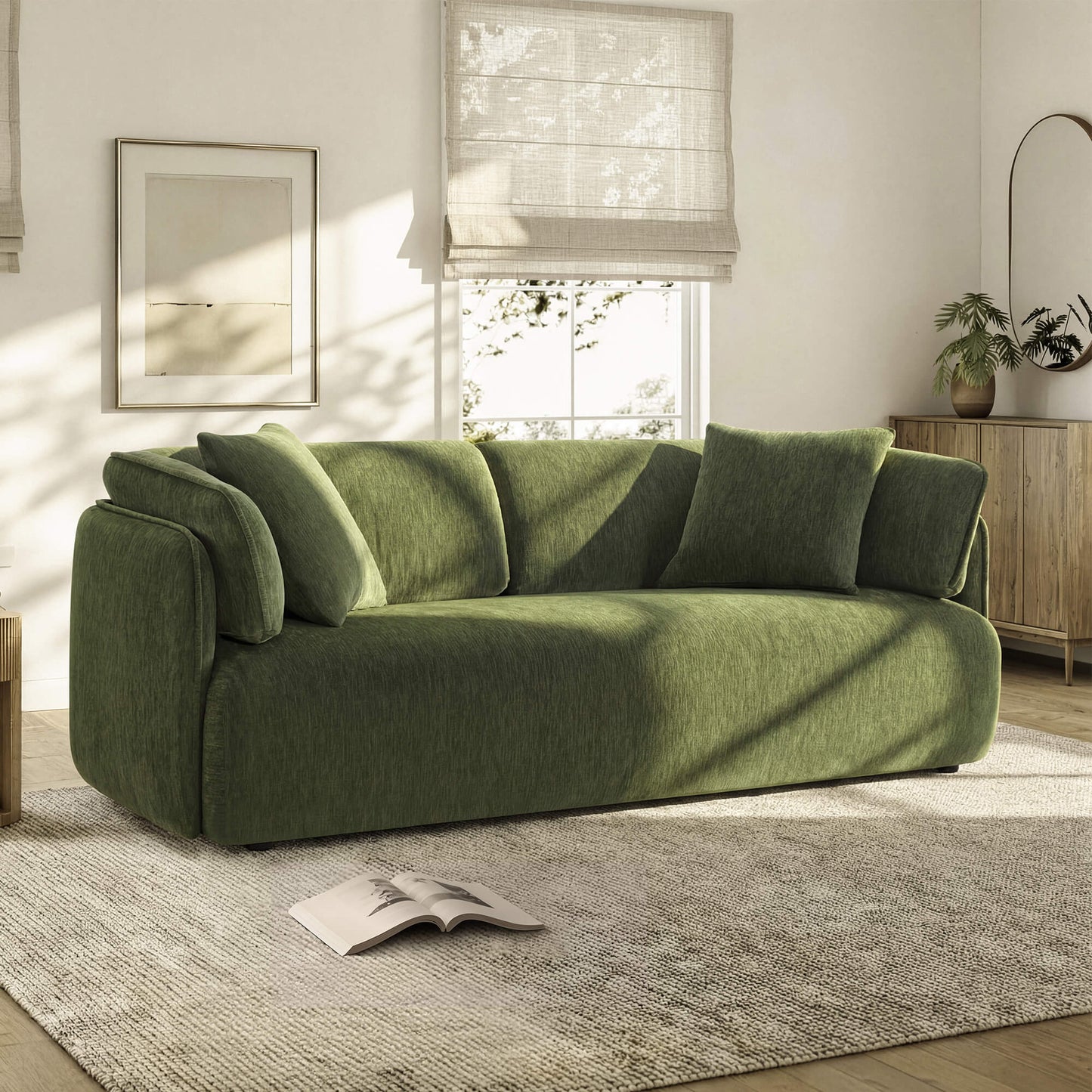 Modern Wraparound 3-Seater Sofa with Feather Filling