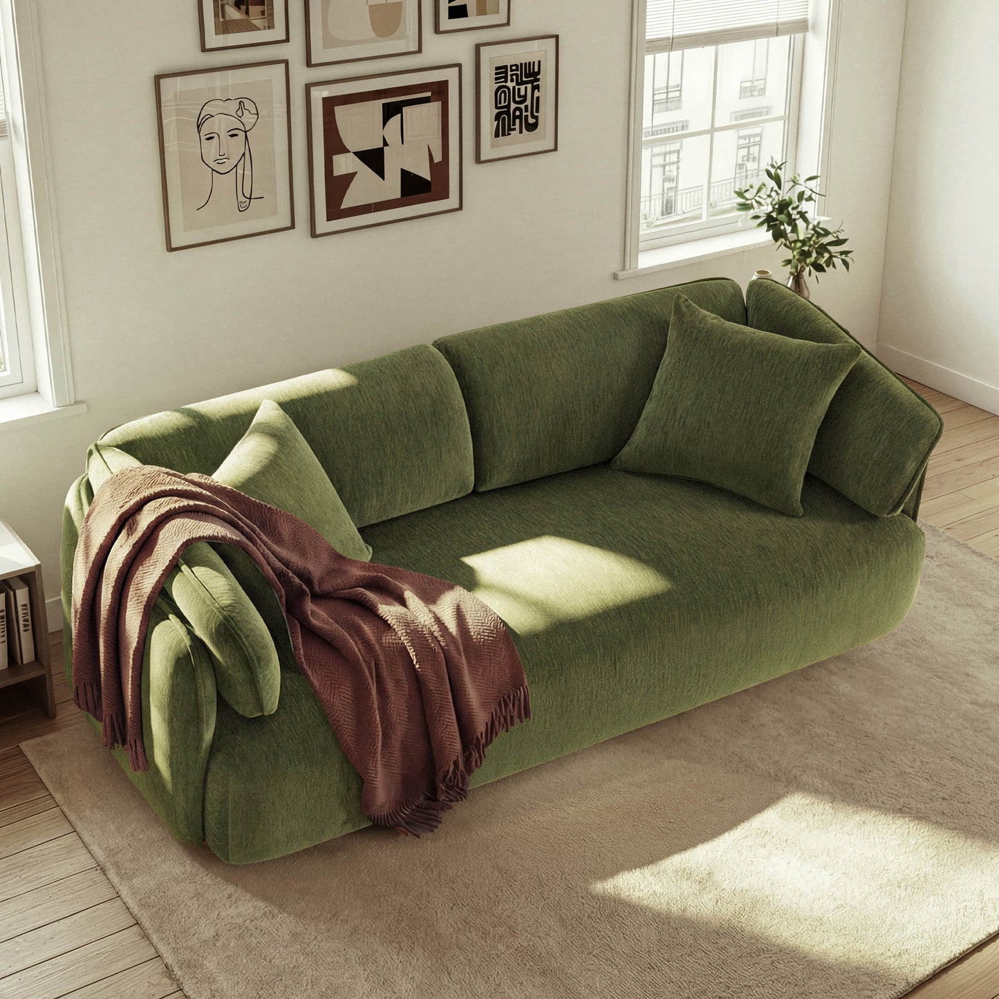 Modern Wraparound 3-Seater Sofa with Feather Filling