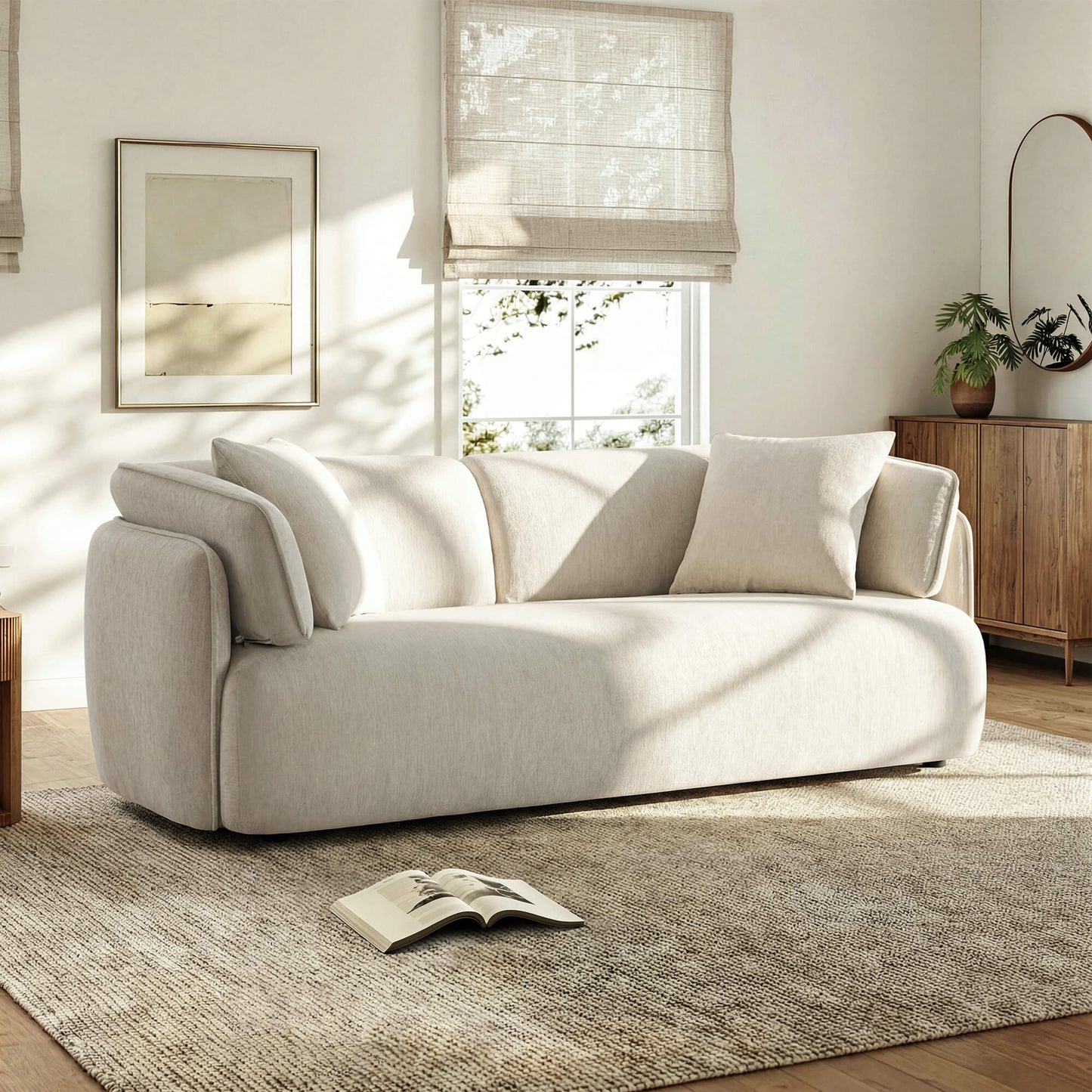 Modern Wraparound 3-Seater Sofa with Feather Filling