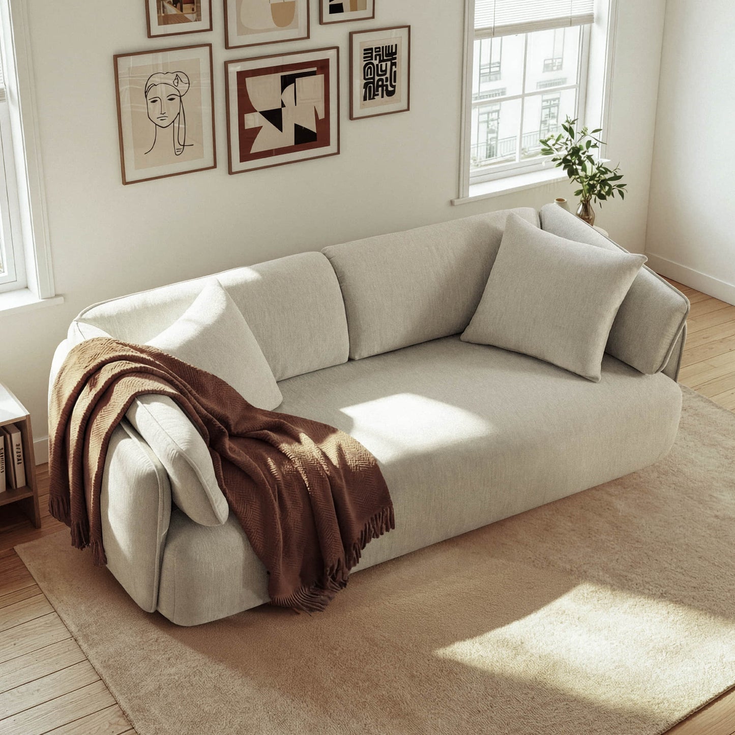 Modern Wraparound 3-Seater Sofa with Feather Filling