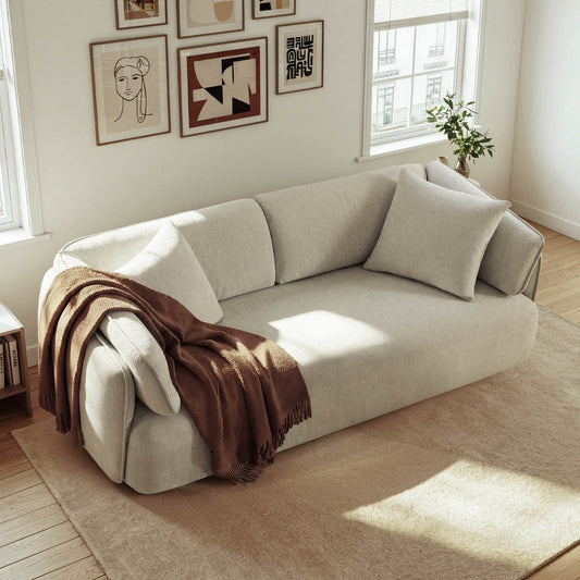 Modern Wraparound 3-Seater Sofa with Feather Filling