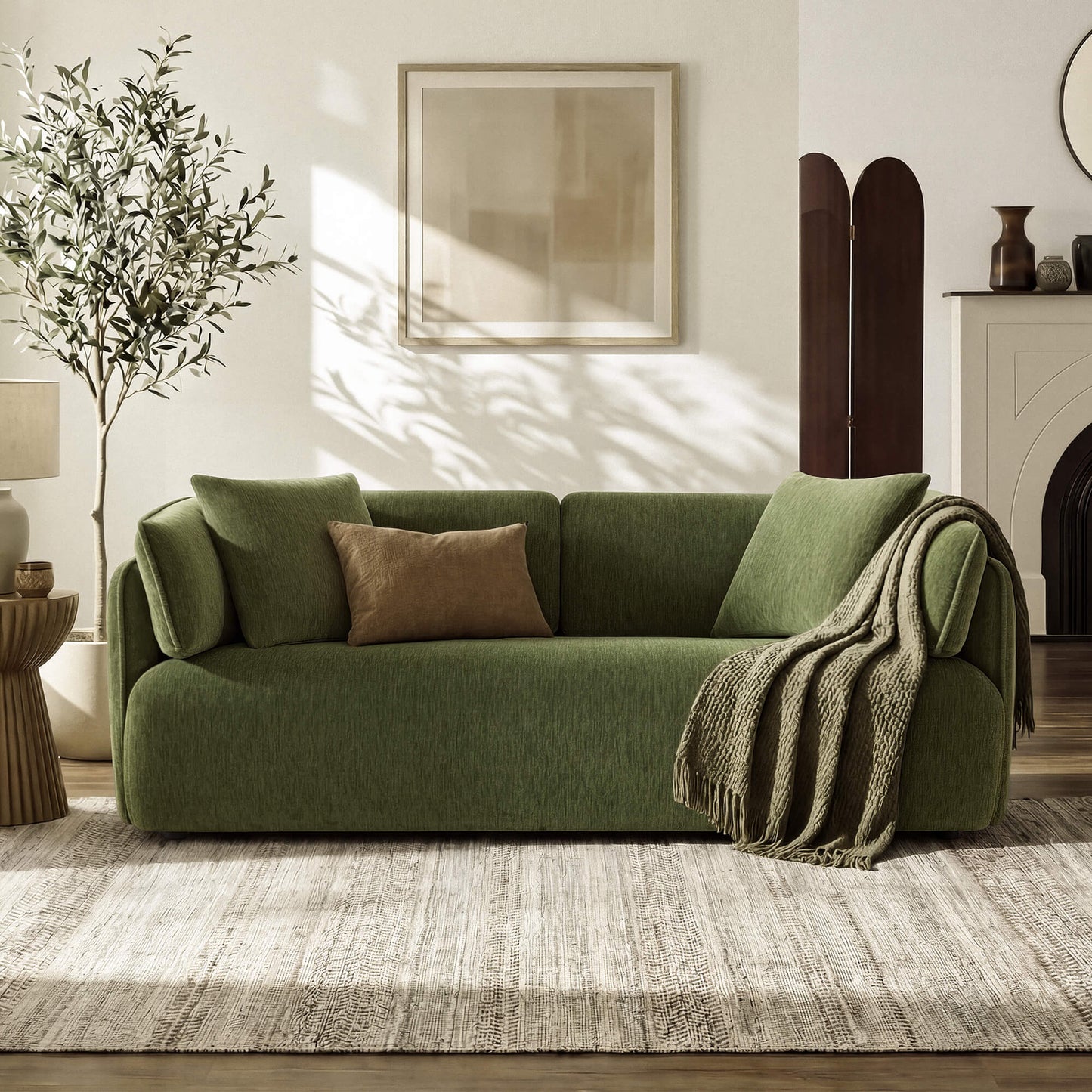Modern Wraparound 3-Seater Sofa with Feather Filling
