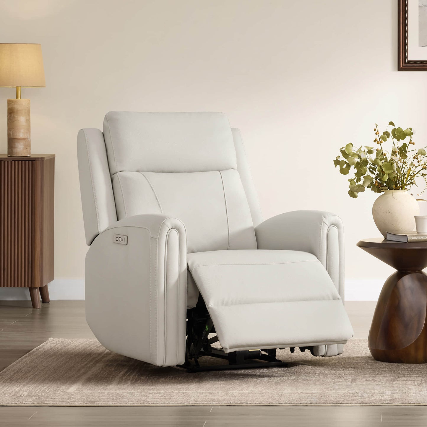 Modern Zero Wall-Hugger Recliner in Plush Fabric