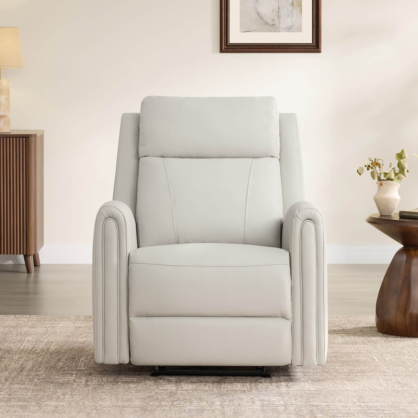 Modern Zero Wall-Hugger Recliner in Plush Fabric