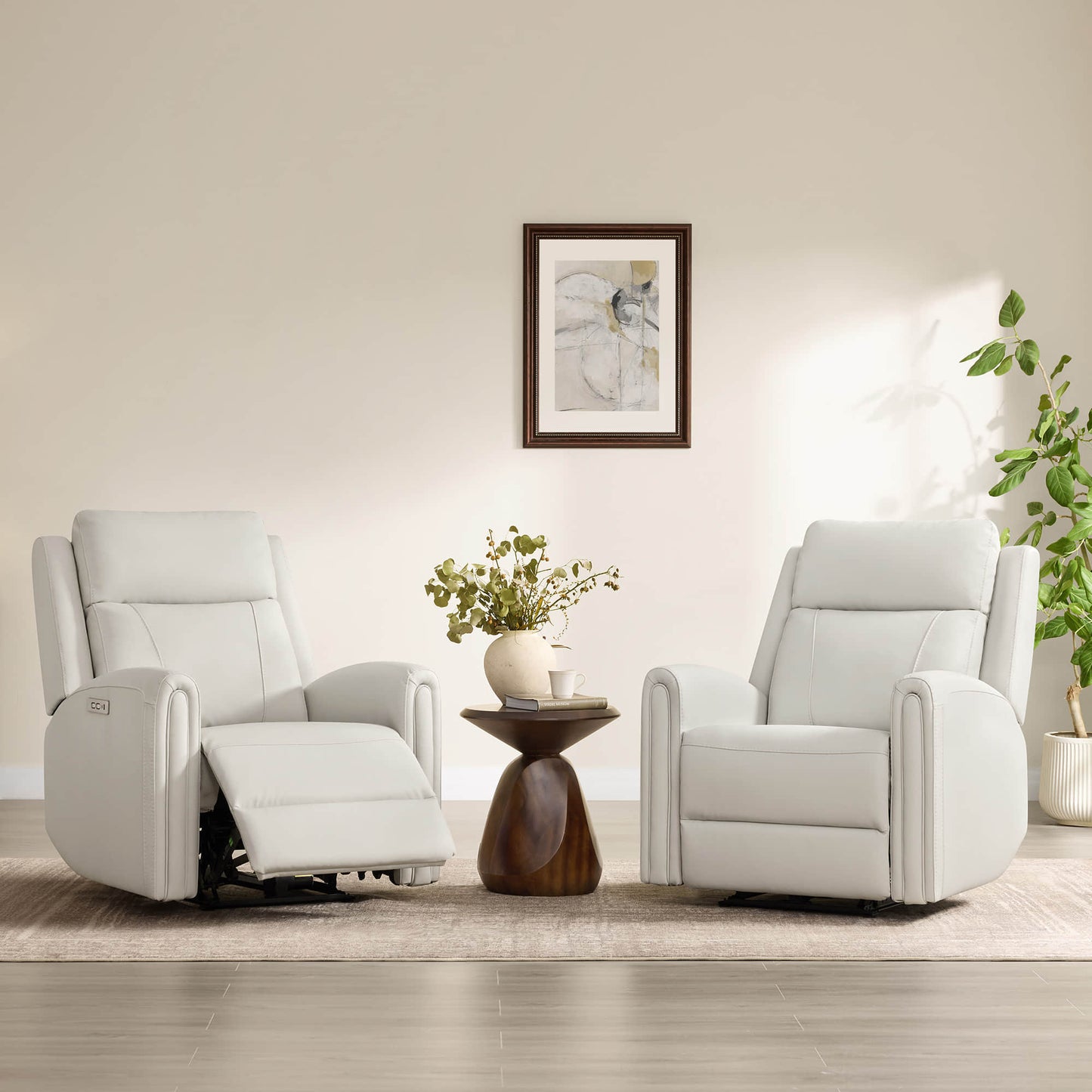 Modern Zero Wall-Hugger Recliner in Plush Fabric