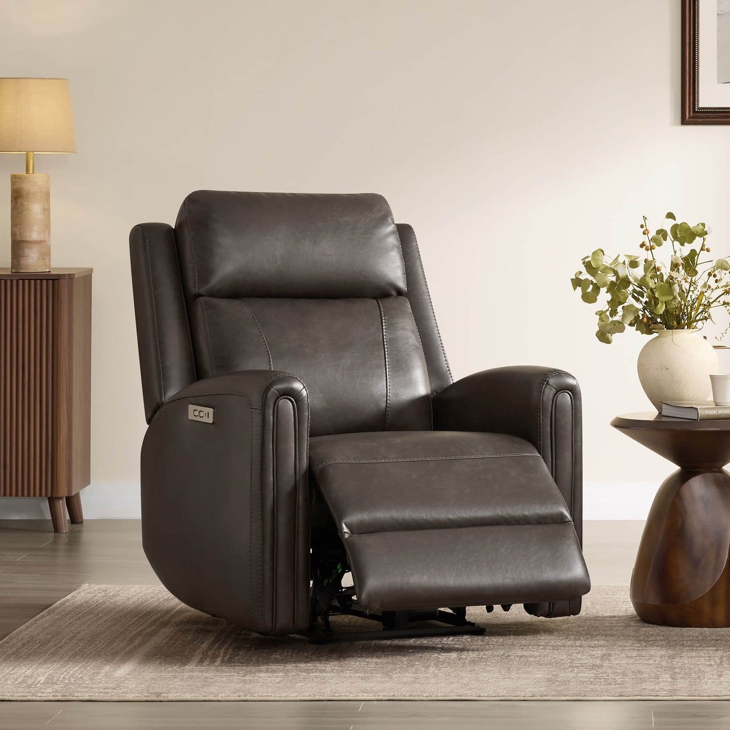 Modern Zero Wall-Hugger Recliner in Plush Fabric