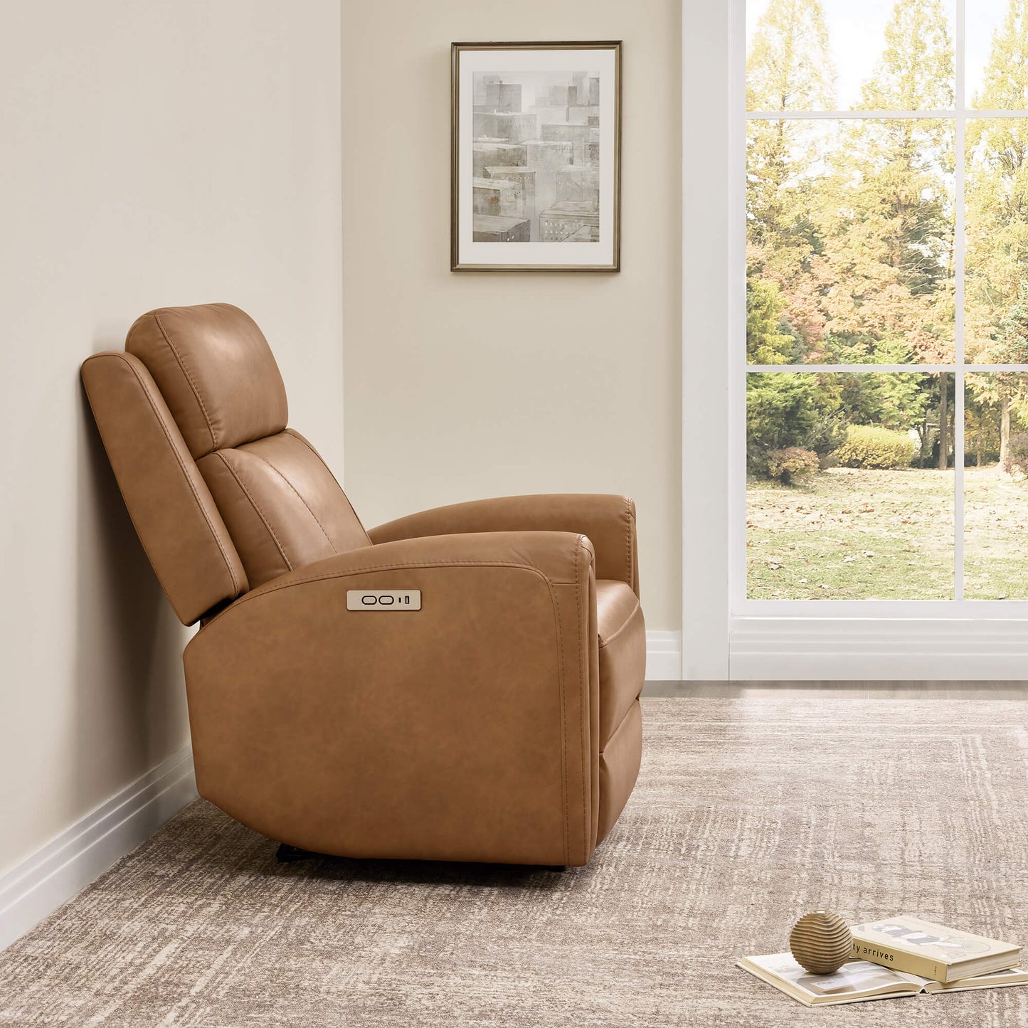 Modern Zero Wall-Hugger Recliner in Plush Fabric