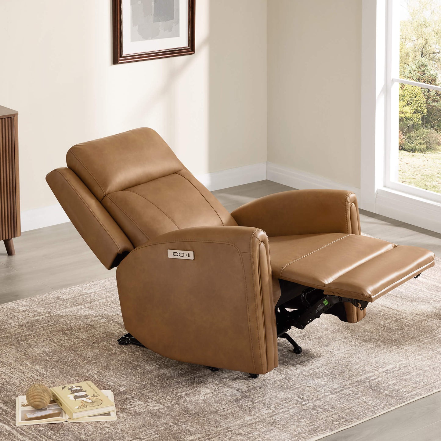 Modern Zero Wall-Hugger Recliner in Plush Fabric