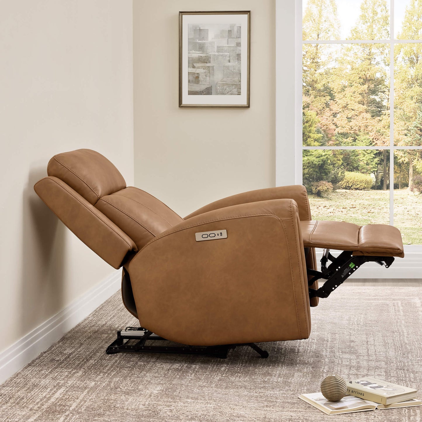 Modern Zero Wall-Hugger Recliner in Plush Fabric