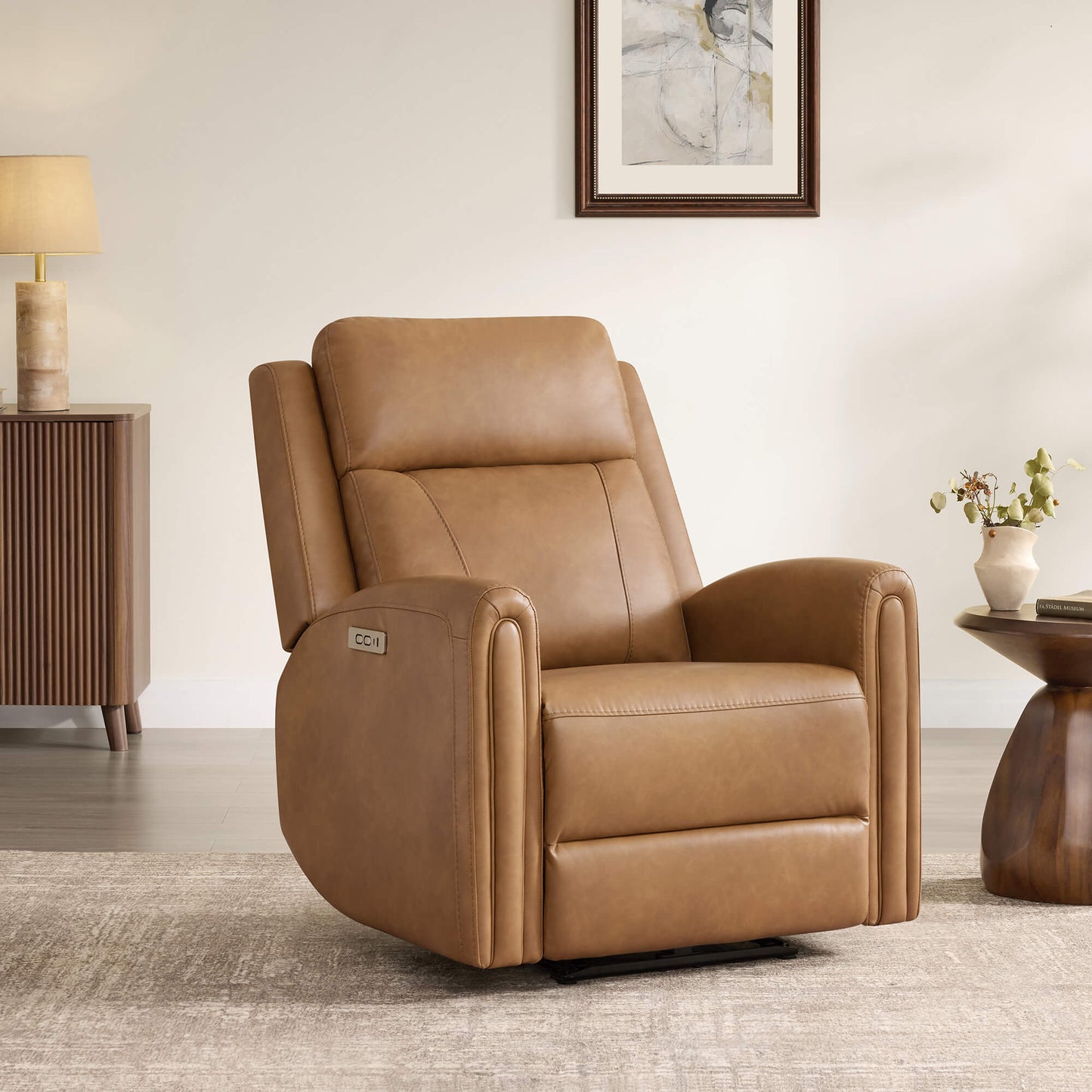 Modern Zero Wall-Hugger Recliner in Plush Fabric