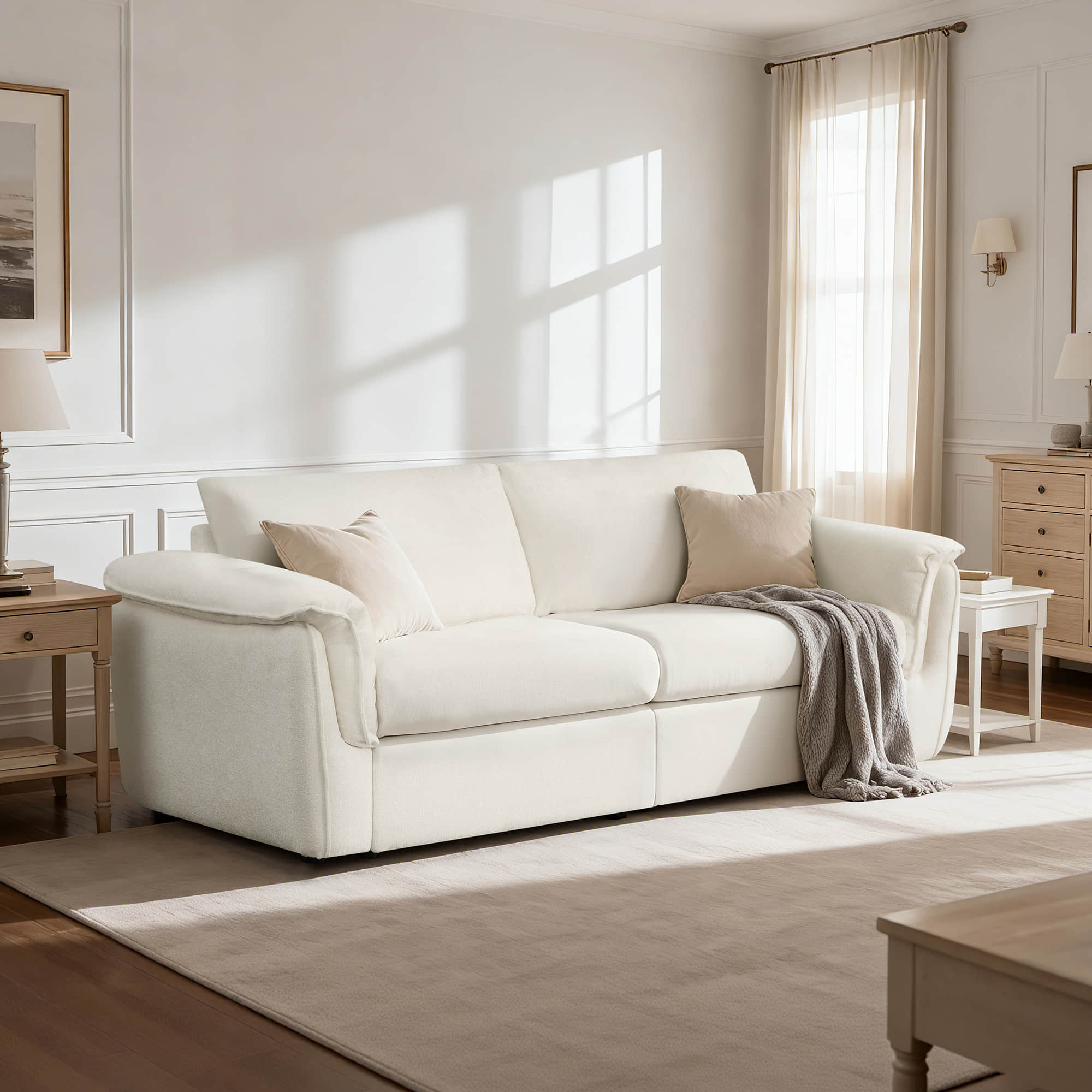 Modular 2-Seat Sofa with Double-Layer Armrests