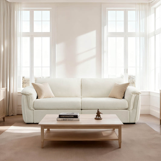 Modular 2-Seat Sofa with Double-Layer Armrests