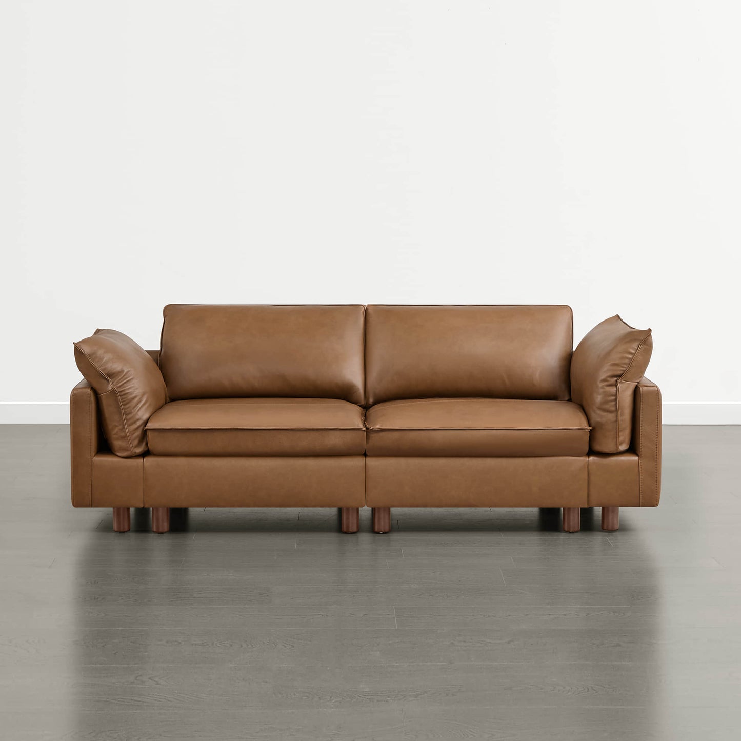 Modular 2-Seat Sofa with Wood Legs in Classic Grey