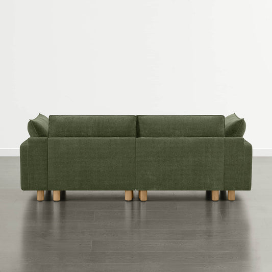 Modular 2-Seat Sofa with Wood Legs in Classic Grey