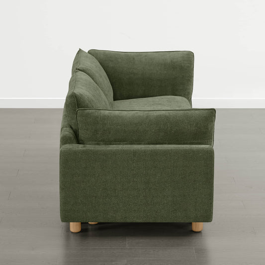 Modular 2-Seat Sofa with Wood Legs in Classic Grey