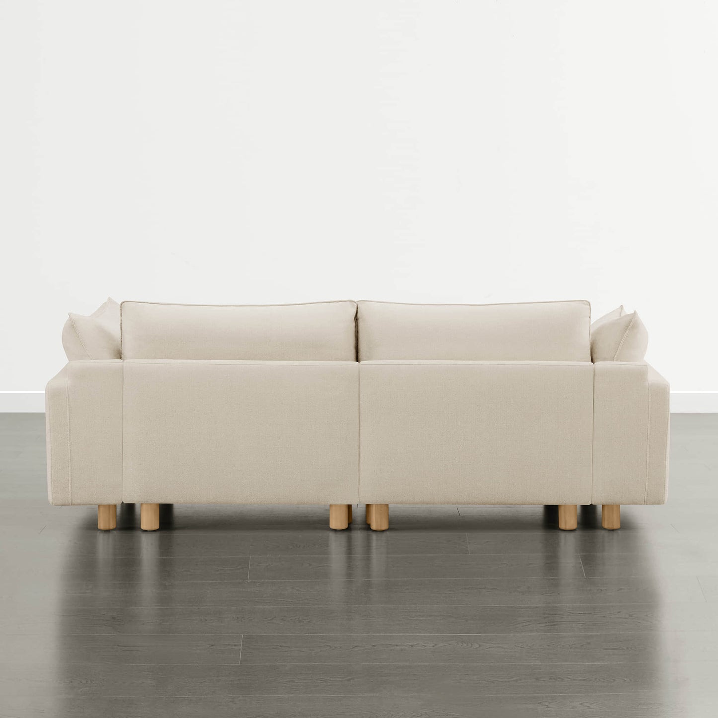 Modular 2-Seat Sofa with Wood Legs in Classic Grey