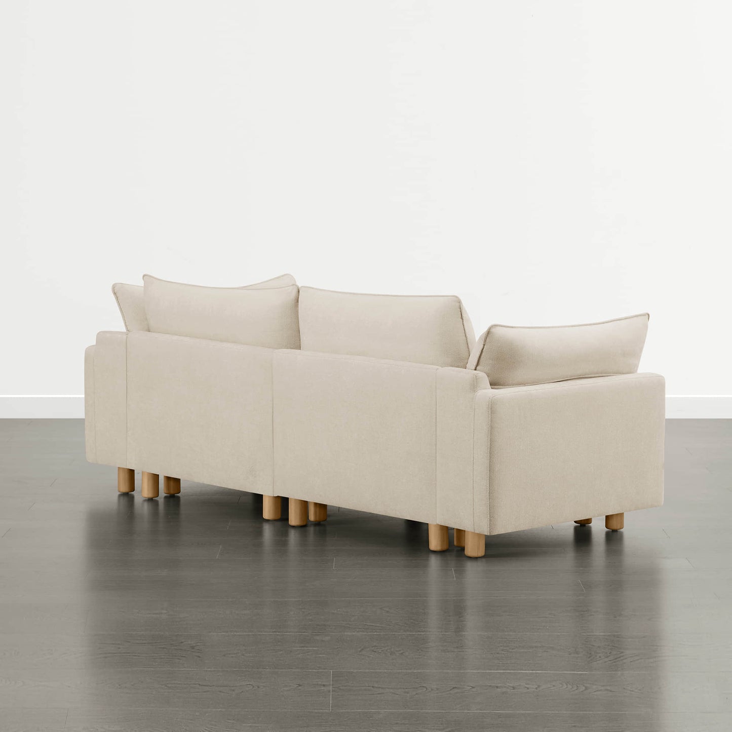 Modular 2-Seat Sofa with Wood Legs in Classic Grey